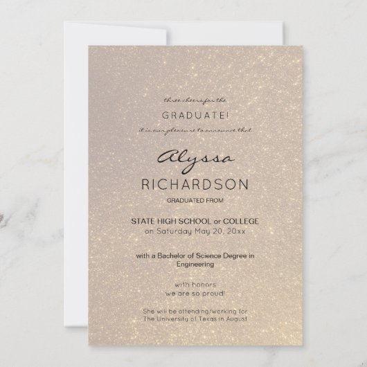 Photo & Parties scintillant or x2 Faire-part diplô (Dos)