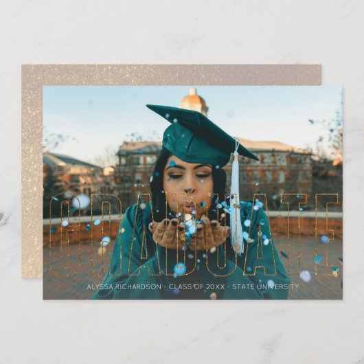 Photo & Parties scintillant or x2 Faire-part diplô (Devant / Derrière)