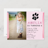 Photo Paw Rose Cute Invitation de fête d'anniversa (Devant / Derrière)