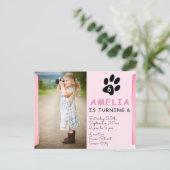 Photo Paw Rose Cute Invitation de fête d'anniversa (Debout devant)