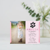 Photo Paw Rose Cute Invitation de fête d'anniversa (Debout devant)