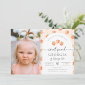 Photo Peach Anniversaire Invitation | Poche douce (Debout devant)