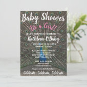 PHOTO PEACOCK BÉBÉ FILLE DOUCHE INVITATION (Debout devant)