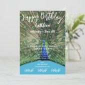 PHOTO PEACOCK BLUE HAPPY BIRTHDAY INVITATION (Debout devant)