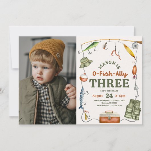 Photo Pêche 3e anniversaire Invitation (Devant)