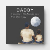 Photo Père Fils Lune Plaque de Message (Devant)