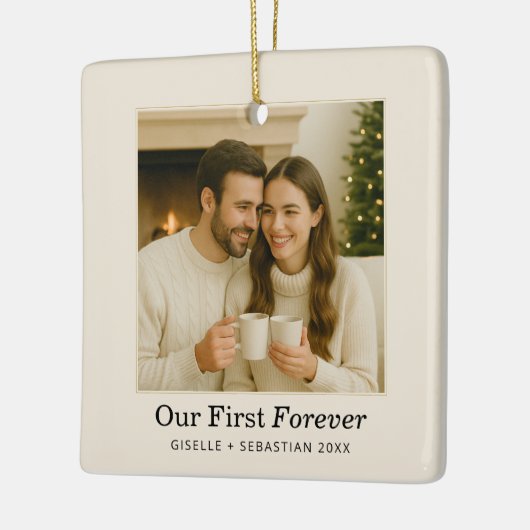 Photo Personalized Text Keepsake Keramisch Ornament (Links)