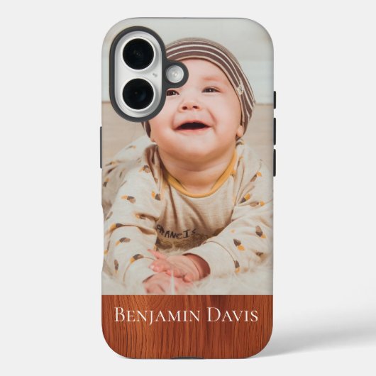 Photo Personalized Woodgrain Case-Mate iPhone Case (Achterkant)