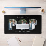 Photo personnalisée "Best Pop Ever" Noir moderne<br><div class="desc">Célébrez le meilleur papa ou grand-père du monde avec cette photo personnalisée "Best Pop Ever" Mat de bureau. Personnalisez-le avec vos photos préférées et ajoutez un message sincère pour un cadeau unique et pratique qu’il aimera. Le lettrage "POP" audacieux fait office de collage photo, ce qui en fait un souvenir...</div>