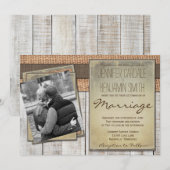 Photo personnalisée Burlap Grange Bois Invitations (Devant / Derrière)