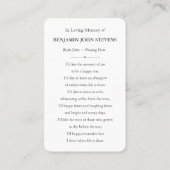 Photo personnalisée Carte commémorative funéraire  (Dos)