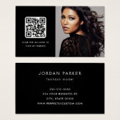 Photo personnalisée Code QR carte de visite noir (Devant & derrière)