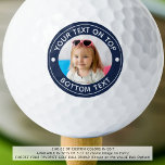 Photo personnalisée Couleur personnalisée et balle<br><div class="desc">Créez facilement un ballon de golf unique et personnalisé avec votre photo et texte personnalisé dans votre choix de couleurs pour le golfeur que vous connaissez. L'échantillon est bleu marine. Communiquez avec le concepteur AVANT DE COMMANDER via Zazzle Conversation ou makeitaboutyoustore@gmail.com pour obtenir des modifications de conception ou de l'aide...</div>