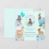 Photo personnalisée Cute Animaux Invitation Annive (Devant / Derrière)