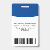 Photo personnalisée de l'employé, Nom, Logo, Badge (Back)