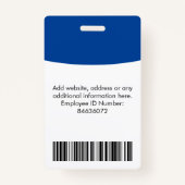 Photo personnalisée de l'employé, Nom, Logo, Badge (Dos)