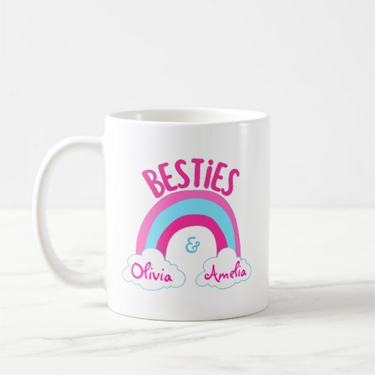 Photo Personnalisée Et Nom Besties Café Mug (Gauche)