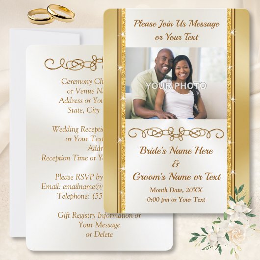 Photo Personnalisée Gold Bordure Invitations de ma