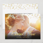 Photo personnalisée Gold Confetti Script Merci (Devant / Derrière)