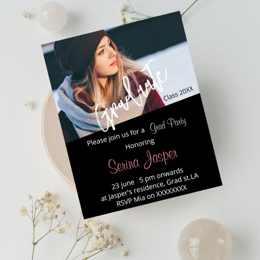 Photo personnalisée invitations de la fête de grad