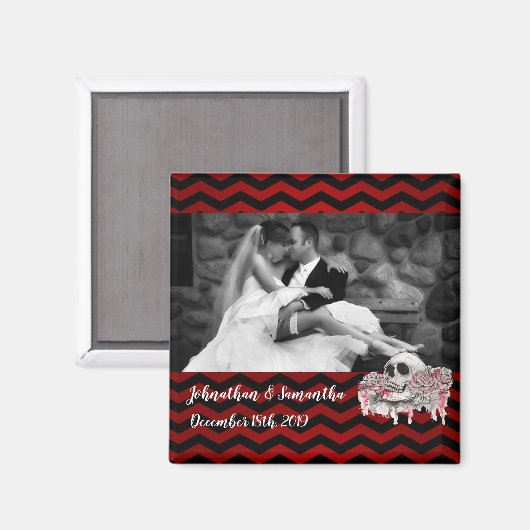 Photo personnalisée Magnet crâne Rose Gothic Chevr (Recto/Verso)