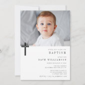 Photo personnalisée moderne invitation au baptême (Devant)