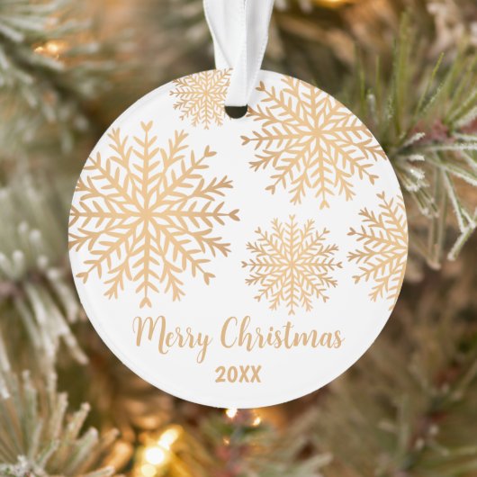 Photo personnalisée moderne Snowflake Gold Joyeux  (Arbre)