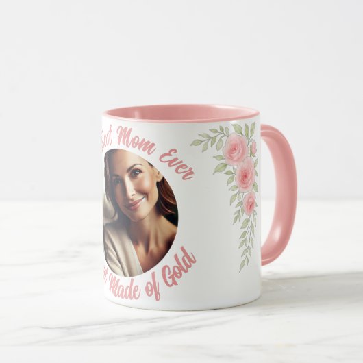 Photo Personnalisée Mug Floral - La Meilleure Mama (Devant droit)