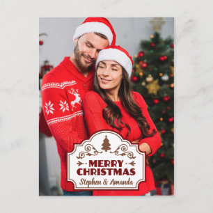 Photo personnalisée & noms Carte postale de Noël