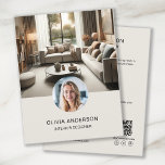 Photo personnalisée QR Code Social Media Professio<br><div class="desc">Créez un prospectus professionnel et moderne avec deux photos personnalisées à l'avant et des détails personnalisés, ainsi qu'un code QR scannable à l'arrière pour faciliter la mise en réseau. Idéal pour les designers d'intérieur, photographes, artistes, créateurs de mode et autres professionnels de la création qui cherchent à faire une impression...</div>