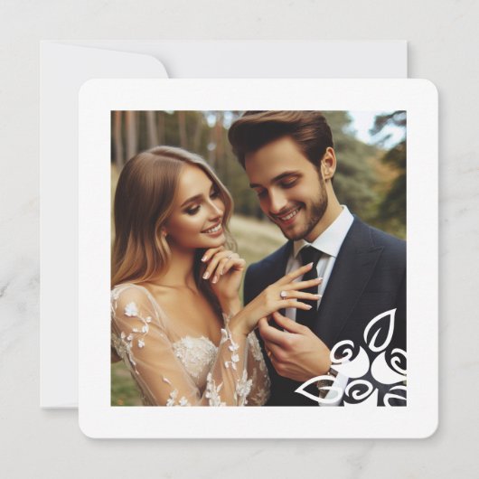 Photo personnalisée Roses blanches Elégante carte (Devant)