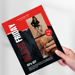 Photo personnalisée Rouge Black Vendredi Promo pro<br><div class="desc">Faites la promotion de vos offres Black Friday avec style grâce à notre "Flyer personnalisé de produits Black Friday" ! Ce prospectus accrocheur présente un design rouge et noir saisissant, parfait pour attirer l'attention pendant la saison des courses de vacances. Personnalisez-le avec vos propres photos et détails promotionnels pour présenter...</div>