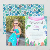 Photo personnalisée Sirène Invitation de fête d'an (Devant / Derrière)