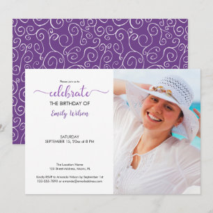 Photo personnalisée Violet Motif Invitation Annive
