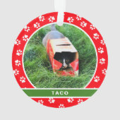 Photo Pet Cat White Paw Red Green Holiday Monument (dos)