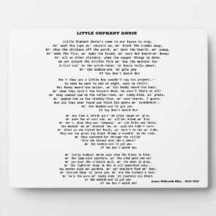 PHOTO PETIT ORPHANT ANNIE POEM PLAQUE