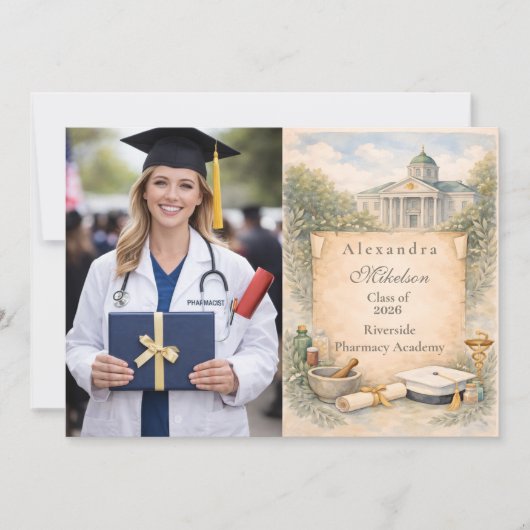 Photo Pharmacy School Graduation Celebration Aankondiging (Voorkant)