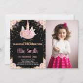 Photo Pink Black Unicorn Invitations Anniversaire (Devant)