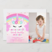 Photo Pink Cloud Unicorn Invitations d'anniversair (Devant)