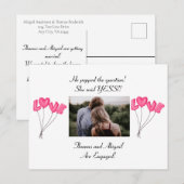 Photo Pink Heart Balloons Fiançailles Faire-part (Devant / Derrière)