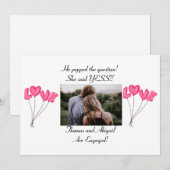 Photo Pink Heart Balloons Fiançailles Faire-part (Devant / Derrière)