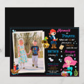 Photo Pirate et Mermaid invitation d'anniversaire (Devant / Derrière)