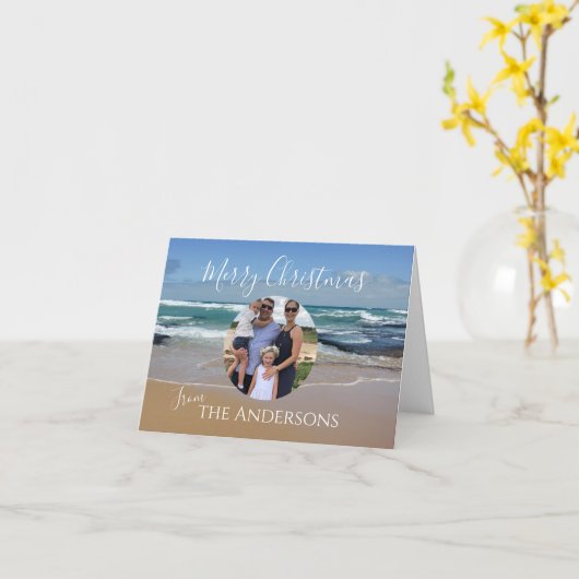 Photo Plage Noël Carte de voeux pliée (Fleur jaune)