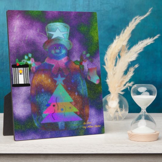 Photo Plaque à plateau "Whimsical Snowman" avec Easel (Côté)