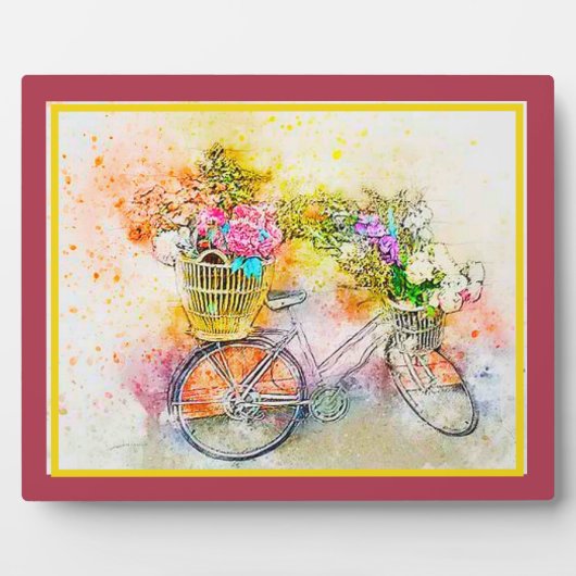 Photo Plaque bicyclette et fleurs (Devant)