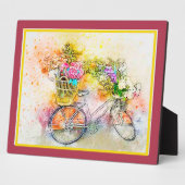 Photo Plaque bicyclette et fleurs (Côté)