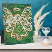 Photo Plaque cadeau de peinture d'ange vert Gardien (Côté)