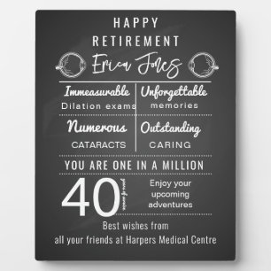 Photo Plaque cadeau Ophtalmologiste de retraite Personna
