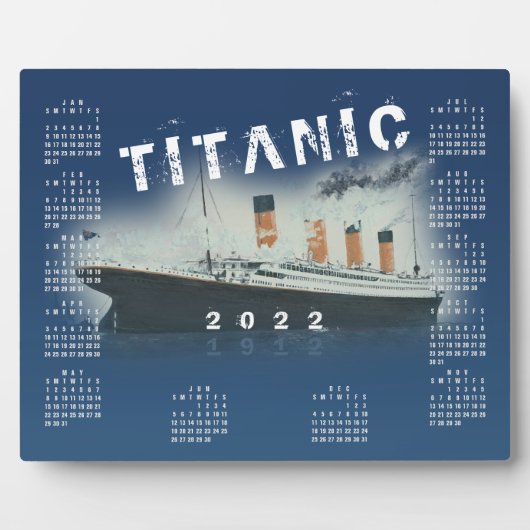 Photo Plaque Calendrier bleu Titanic 2022 RMS (Devant)