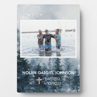 Photo Plaque commémorative du baptême chrétien du garçon